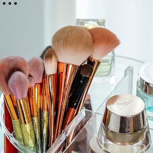 Makeup Organiser 360°Rotating, 5 Layer Large Capacity Clear Cosmetics Organiser with Removable Shelves, Skincare Makeup Display Case for Dresser Bedroom/Bathroom thumbnail 3