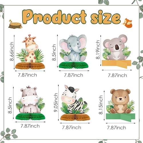 Gueevin 10 Pcs Safari Honeycomb Centerpieces for Baby Shower & Birthday Party Decorations, Jungle Animal Table Centerpieces Set(Cute Animals) thumbnail 2