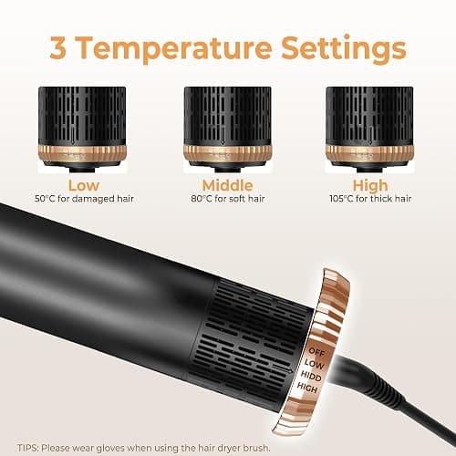 6 in ONE Hair Dryer Brush, Blow Dryer Curling Wand Hair Styling Tools Set, Ionic Hot Air Massage Oval Blowout Hair Dryer, Left&Right Hair Styler 100-120V thumbnail 5