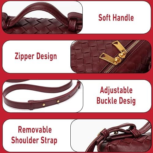 Lieits Top-Handle Pouch Handbag for Women Woven Leather Vanity Case Designer Crossbody Bag Shoulder Bag Trendy Purse thumbnail 3