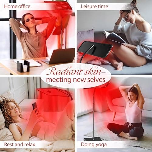 Home Red Light for face and Body, red and Infrared Light Lamps with Stands, LED 660nm and 850nm Units (850nm Mode is Invisible, with only one Indicator Light). thumbnail 3