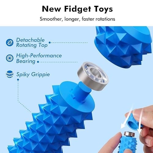 LESONG Pain Fidget Toys for Adults: Rotating Spiky Grippie for Sensory Input - Pain Stim Fidget Toys for Stress ADHD Autism Office Travel Classroom - Novelty Gifts Road Trip Activities (2 Pack) thumbnail 2