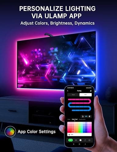 QTU TV LED Backlight Sync to Screen – 11.5ft LED Lights for 32-50 Inch TVs & PC Monitors, Smart App Control TV Lights That Change with TV, USB-C Powered RGB Strip Lighting thumbnail 5