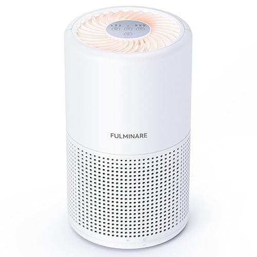 Air Purifiers for Bedroom, FULMINARE H13 True HEPA Air Filter, Quiet Air Cleaner With Night Light,Portable Small Air Purifier for Home, Office, Living Room - White - 1 Pack