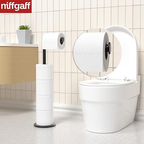 Free-standing Toilet Roll Holder Folding Paper Roll Holder Stainless Steel Bathroom Roll Holder Stand, Anti Rust Pedestal Free Standing Toilet Roll Storage Dispenser Holds 5 Paper Roll - Black thumbnail 7