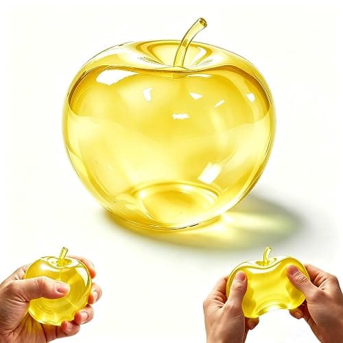 Apple Squishy Stress Ball, Cute Apple Squeeze Sensory Toy for Anxiety, Decompression Gift for Kids Adults (Yellow) - Image 1