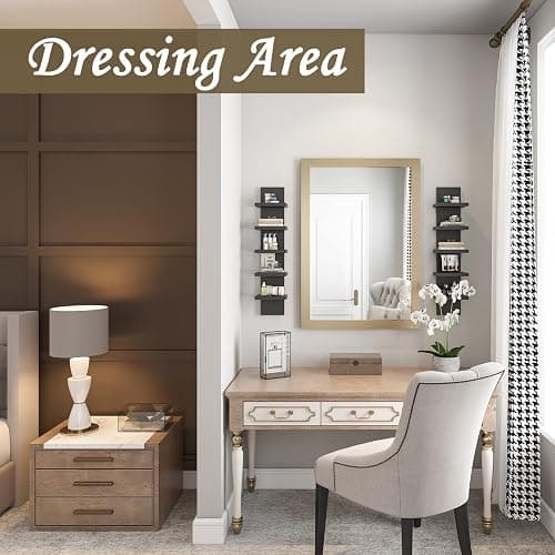 Homaterial 5 Tier Shelvesl, Vertical Column Wall Decor Mount Floating Shelves for Bedrooms, Living Rooms, Natural Finish Wall Shelf, Black thumbnail 4