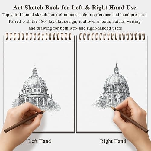 Fuxi 9" x 12" Sketch Book, Top Spiral Bound Sketch Pad, 100 Sheets 68lb/100gsm Acid-Free Drawing Paper, Art Sketchbook for Drawing Pad for Kids Artists & Beginners Professional Art Supplies for Adults thumbnail 7