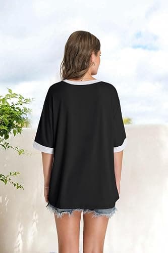 OFEEFAN Summer Tops for Women 2025 Short Sleeve Shirts Dressy Casual Crew Neck Tshirts Fashion thumbnail 6