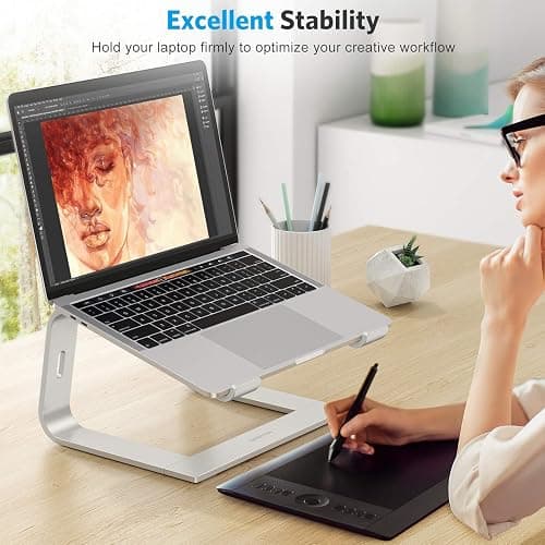 OMOTON Laptop Stand, Detachable Laptop Mount, Aluminum Laptop Holder Stand for Desk, Compatible with MacBook Air/Pro, Dell, HP, Lenovo and All Laptops (11-16 inch), Silver thumbnail 3