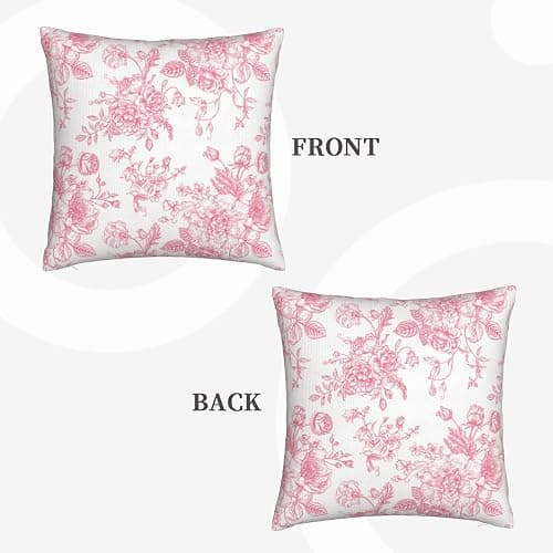 Pink and White Floral Throw Pillow Covers 18x18 Inches Set of 2, Decorative Vintage Chinoiserie Flower Pillow Case Farmhouse Cushion Covers for Sofa Bed Couch Living Room thumbnail 4