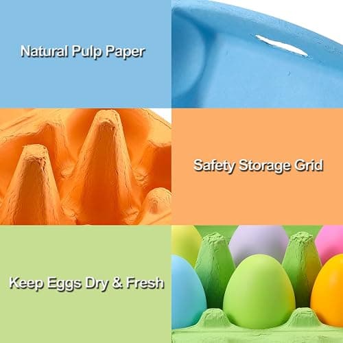 Half Dozen Egg Cartons 24 Pack, Colorful Blank Natural Pulp Egg Holder 6 Count for Chicken Eggs Reusable, Easter Color Storage Box for Holds Up to Six Container Basket Cardboard Paper, 24 Labels thumbnail 8