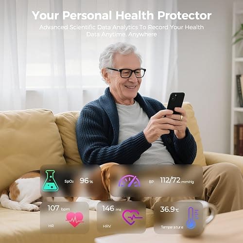Smart Ring for Women & Men, Health Tracker Ring, Fitness Tracker Ring | Blood Pressure,Temperature, Heart Rate, SpO2, HRV & Stress, IP68 Waterproof, Sleep Tracker, No App Fee (Gold, 7#) thumbnail 7
