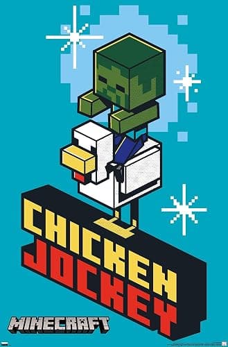Trends International Minecraft - Chicken Jockey Wall Poster, 34L x 22.4W, Premium Unframed Version - Image 1