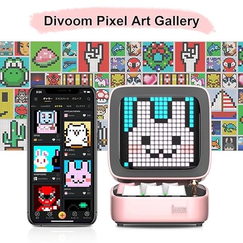 Divoom Ditoo Retro Pixel Art Game Bluetooth Speaker with 16X16 LED App Controlled Front Screen (Pink) - Pink thumbnail 5