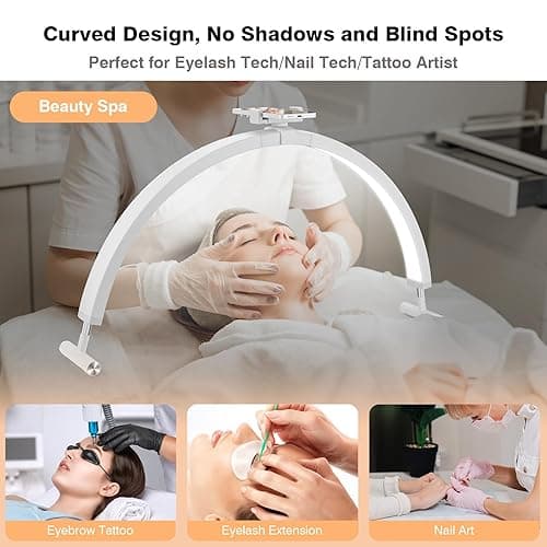 Mznoo Half Moon Light for Nail Desk, 30'' Large Half Moon Desk Lamp with Phone Holder, Professional Nail Tech Light with 3 Color Modes and 5 Brightness for Manicure Salon and Handicraft (White) thumbnail 5