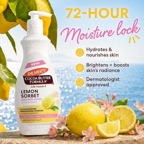 Palmer's Cocoa Butter Formula, Lemon Sorbet Brightening Body Lotion (13.5 fl oz), Hydrating Lotion with Lemon Extract, Vitamin C & E, 72-Hour Moisture, Citrus Fragrance, Dermatologist-Approved - Image 1