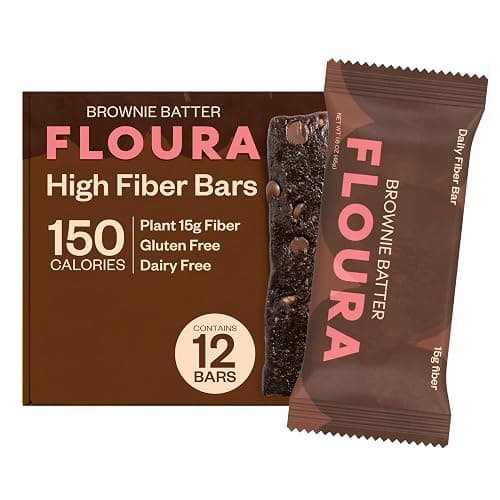 Floura Brownie Batter Chocolate & Fruit Fiber Bars– High Fiber, Vegan, Gluten & Dairy Free, Low Calorie Healthy Snack Bars with Upcycled Produce for Gut Health [12 Pack] - Image 1