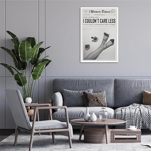 Vintage Black And White Newspaper News Posters I Couldn'T Care Less Canvas Wall Art Teen Girl Room Decor Feminist Prints Painting For Home Bedroom Dorm Wall Decor 12x16in Unframed thumbnail 6