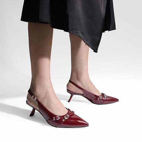 DREAM PAIRS Women's Low Kitten Heels Slingback Closed Pointed Toe Comfortable Dressy Pumps Wedding Party Casual Elegant Dress Shoes thumbnail 7