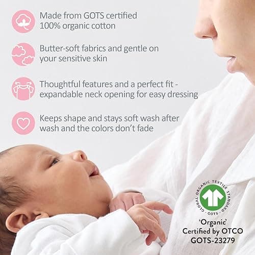 Butterblu Baby Avery 10-pack Short Sleeve Bodysuits​ 100% Organic Cotton for Baby Boys​ & Girls thumbnail 7
