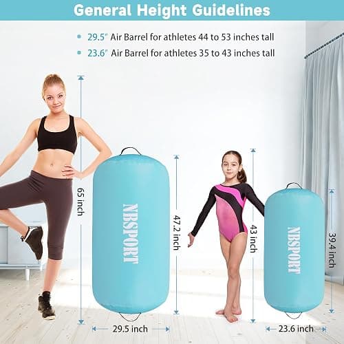 Air Barrel - Air Roller Gymnastics Barrel for Back Handspring Trainer, Air Tumble Mat with Pump for Gym Training/Yoga Balance Exercise/Cheerleading/Home and Outdoor Use thumbnail 3