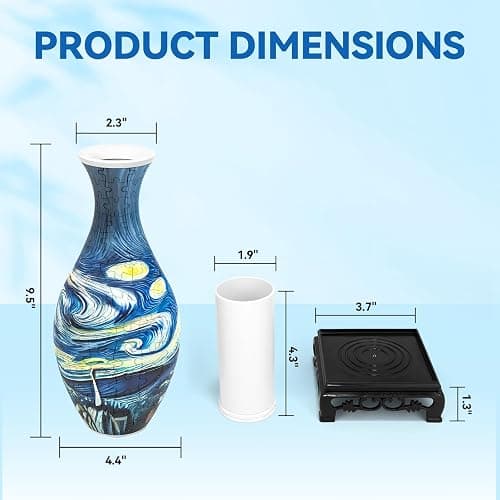 3D Puzzles Vase for Adults, Crafts for Adults, 160 Pieces Plastic DIY Unique Flower Vase with LED Light House Warming Gift Birthday Gifts for Flower Arrangements and Home Decor (Blue) thumbnail 2