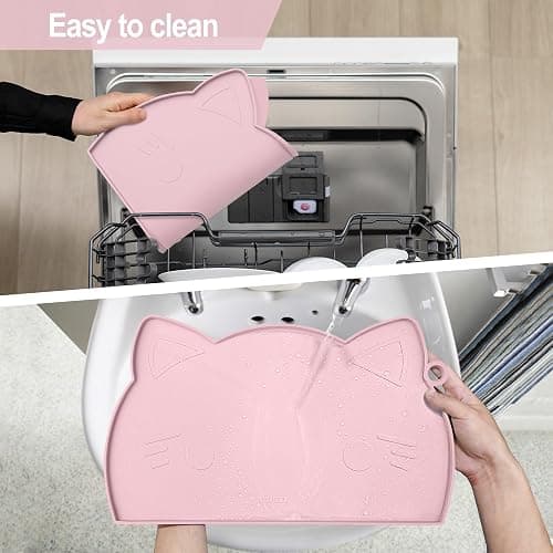 Coomazy Cat Food Mat Thicker Non-Slip Dog Feeding Mat with Raised Edge thumbnail 6