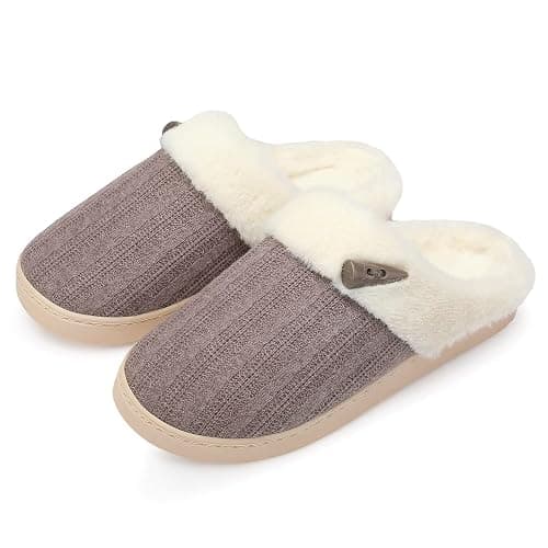 NineCiFun Women's Slip on Fuzzy Slippers Memory Foam House Slippers Outdoor Indoor Warm Plush Bedroom Shoes Scuff with Faux Fur Lining thumbnail 8