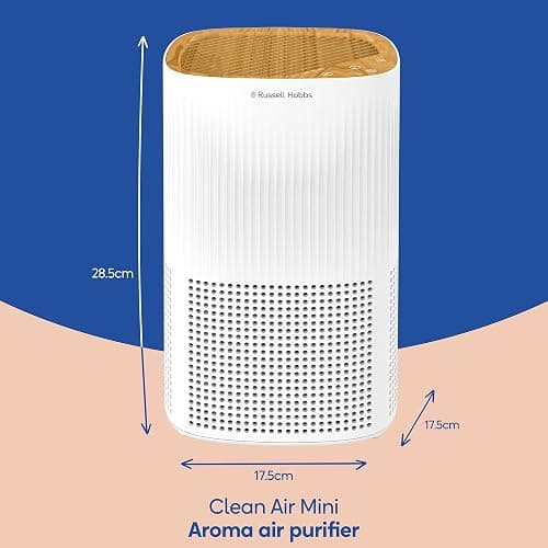 Russell Hobbs Air Purifier for Bedroom Home 100m ³/h CADR, 99.95% Carbon Filter Captures Bacteria, Allergies Odour, Dust, LED Display, Clean Air Mini Aroma White Scandi Wood Effect RHAP1032WDW thumbnail 3