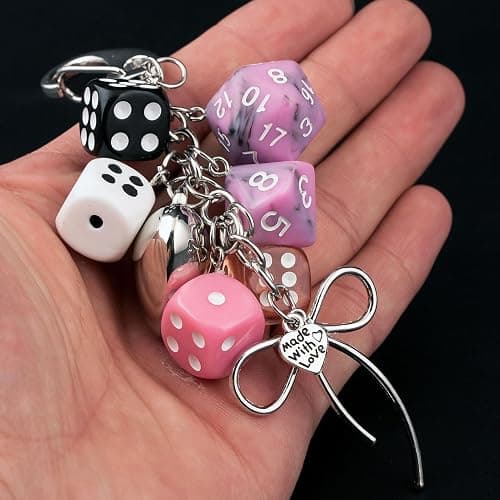 SORGERLY 8 Ball Dice Charm Keychain - Cute Bag Purse Handbag Accessories - Y2K Aesthetic Key Chain for Women Men thumbnail 2