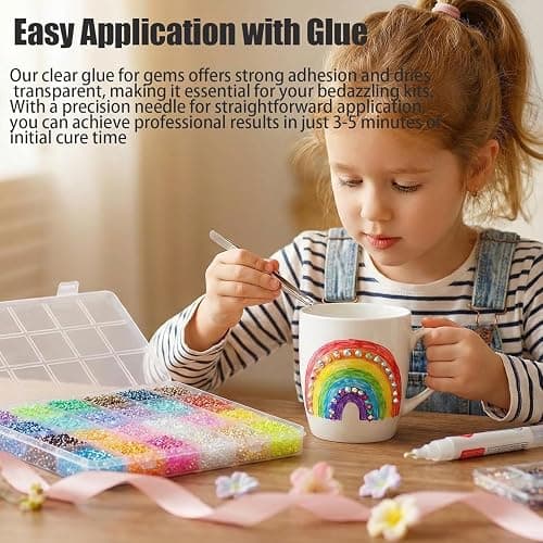 Bedazzler Kit with Rhinestones,Rhinestones for Bedazzling,Colorful DIY Resin Rhinestone Kit,Multicolor Resin Jelly 3mm Flatback Gems with B7000 Jewelry Glue for Bedazzled Nail Art (40grids) thumbnail 6