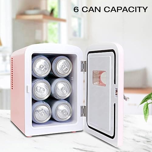 Koolatron Retro Mini Portable Fridge 4L Compact Refrigerator for Skincare Beauty Makeup Serum Face Mask Personal Cooler with 12V and AC Cords Desktop Accessory for Home Office Dorm Travel Pink thumbnail 5