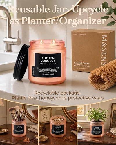M&Sense Scented Candles Cinnamon Pumpkin Non Toxic Fall Aromatherapy | 11.6Oz Natural Soy Wax 70H Classic Pumpkin Spice Creamy Sweetness Fall Candles for Halloween Party Autumn Table Centerpiece thumbnail 8