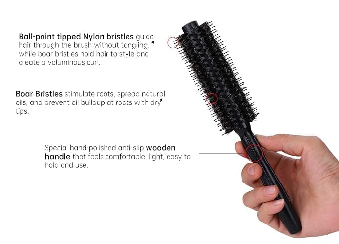 PERFEHAIR Round Hair Brush - 1.8 Inch, Boar & Nylon Bristle Volumizing Roller Hairbrush for Women or Men'S Short, Medium, Fine, Thin Hair Blow Drying Or Styling thumbnail 3