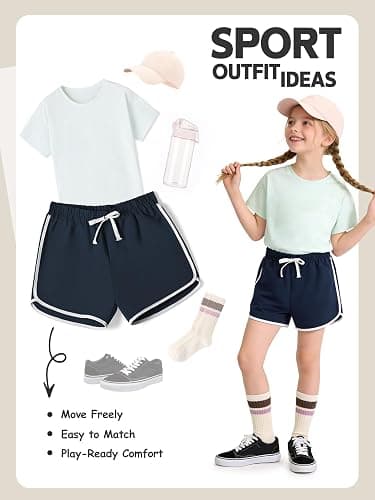 KIDDORY 5 Pack Girls Cotton Active Shorts Toddler Summer Shorts Multipack Soft Stretchy Sport Shorts for Playtime thumbnail 5