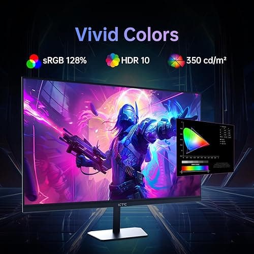 KTC 24.5'' Gaming Monitor 180Hz FHD,Fast IPS 1080P 1 ms, 128% sRGB HDR10,Freesync HDMI x 2 /DP x 1 VESA Tilt Adjustable Xbox PS5 Switch (HDMI Cable Included) thumbnail 6
