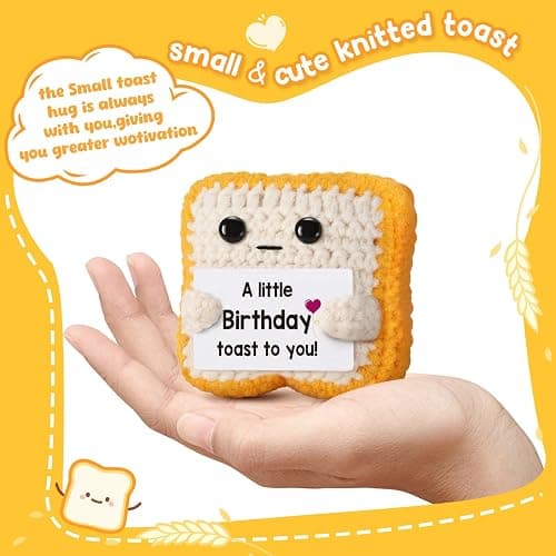 A little Birthday Toast to you - Funny Happy Birthday Gifts for Women, Men, Mom, Dad, Girls, Boys - Unique Crochet Toast Gift Card - Cute Keepsake & Desk Decor Alternative for Her, Him, Best Friend thumbnail 6