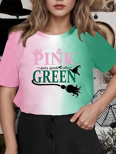 Musical Shirt Women Pink and Green Shirts Changed for Good T Shirt Musical Movie Fan Gifts Tee Casual Short Sleeve Tops thumbnail 2
