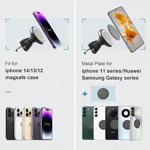 MAGJIEYX for Magsafe Car Mount Charger for Auto-Alignment Magnetic Wireless Charger iPhone 12/13/14/15/16Pro Max/Plus/Mini/Magsafe Case Air Vent and Dashboard Phone Holder with Fast 36W QC 3.0 Adapter thumbnail 3