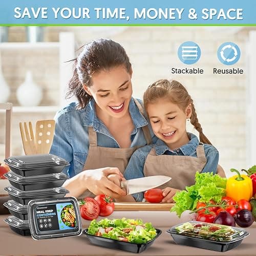 GUANFU Meal Prep Containers 1 Compartment, BPA Free Reusable Food Prep Containers with Lids - Microwave, Freezers & Dishwashers Safe - Stackable Storage Lunch Boxes (10 Pack 28 oz) thumbnail 4