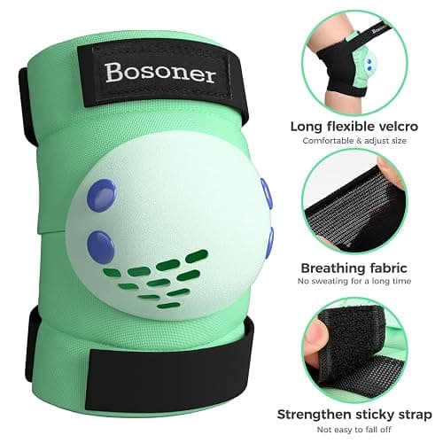 BOSONER Kids/Youth Knee Pads Elbow Pads Wrist Guards Set for 3-15 Years, Child Protective Gear Set for Roller Skates, Cycling, BMX Bike, Skateboard, Inline Skating, Scooter Riding Sports… thumbnail 3