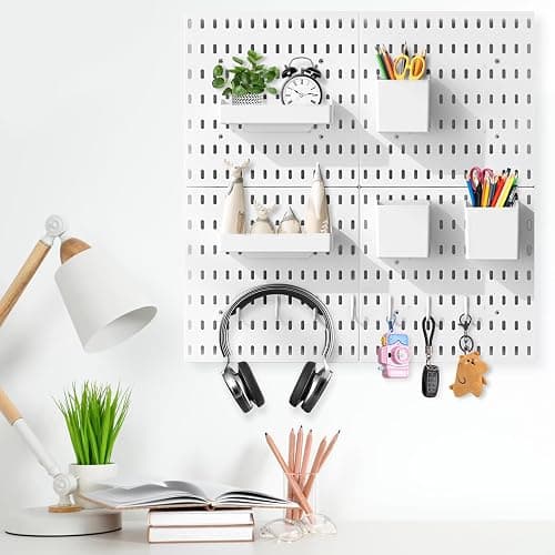 YIQXKOUY 22" x 22" Pegboard Combination Wall Organizer Kit Including 4 Pieces Peg Board and 36 Accessories Modular Hanging Wall Mount Display Peg Board Panel Kits for Bedroom, Home, Office, Bathroom thumbnail 2