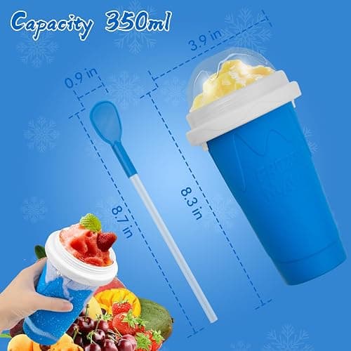 Slushie Maker Cups, Magic Quick Frozen Smoothies Cup for Homemade Milk Shake Ice Cream Maker, Cooling Cup, Double Layer Squeeze Slushy Maker Cup, Birthday Gifts for Friends,Family (Blue) thumbnail 3
