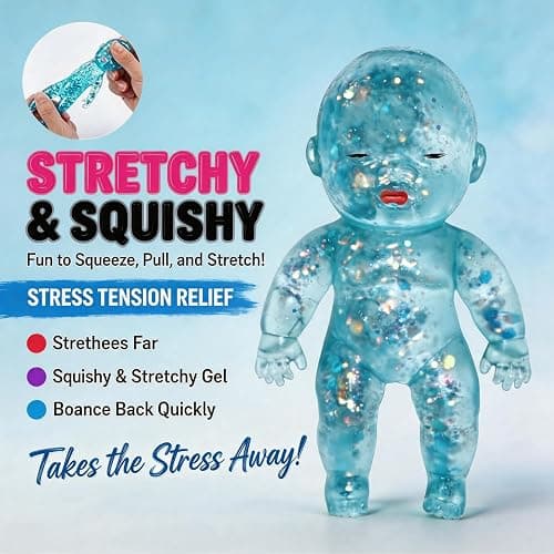 Glitter Doll Squishies Stress Ball, Squishy Babies Sensory Fidget for Stress Relief, Soft Cute Squeeze, Portable Desk Decor & Relaxing Gift for Adults (Pink) thumbnail 5