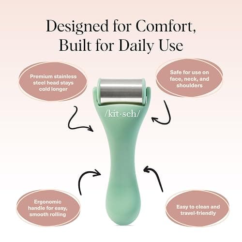 Kitsch Ice Roller for Face – Stainless Steel Face Ice Roller to Reduce Puffiness, Redness & Headaches – Cooling Facial Roller for Skin Care, Irritation Relief & Spa-Like Experience at Home - Mint thumbnail 4