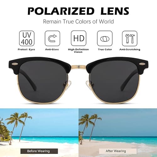 Pro Acme Semi-Rimless Polarized Sunglasses UV 400 Protection for Women Men thumbnail 6