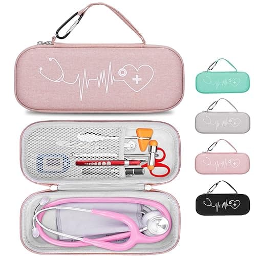 HESPLUS Stethoscope Case for 3M Littmann Classic III, Lightweight II S.E, Cardiology IV Diagnostic, MDF Acoustica Deluxe Stethoscopes, Extra Room for LED Penlight Scissors and Nurse Accessories, Pink - Pink