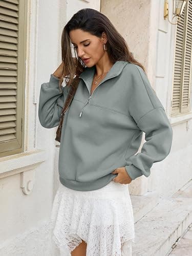 EasyGala Womens Oversized Quarter Zip Sweatshirts Fleece Half Zipper Pullover Tops Fall Fashion Outfits Clothes 2026 thumbnail 3