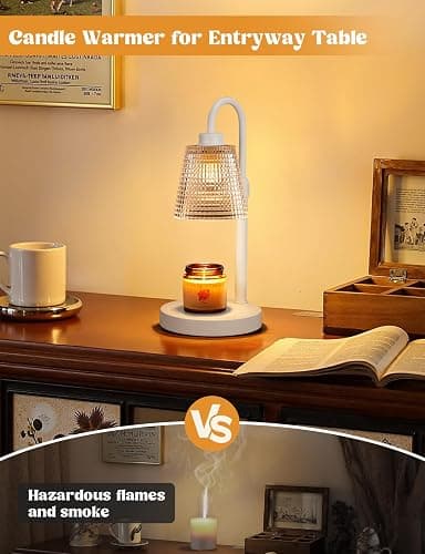 White Candle Warmer Lamp with Timer, Dimmable Candle Warmer for Jar Candles, Height Adjustable Wax Melts Warmer, Birthday Gifts for Women Mom, House Warming Gifts New Home Decor thumbnail 5